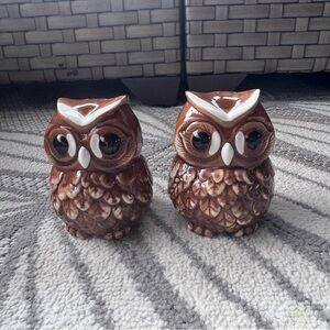 Ciroa Brown Owl Salt And Pepper Shakers Let’s Give Thanks Ceramic